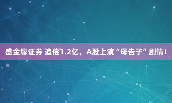 盛金缘证券 追偿1.2亿，A股上演“母告子”剧情！