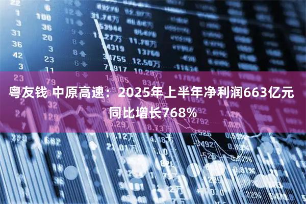 粤友钱 中原高速：2025年上半年净利润663亿元 同比增长768%